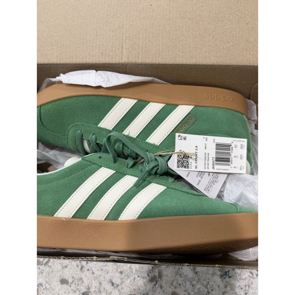 adidas Vl Court Base Lace Up  Mens Green Sneakers Casual Shoes JS4115 8.5 M
